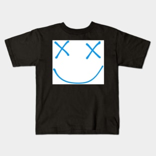 Blue smiley repeat pattern design Kids T-Shirt